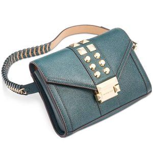 MICHAEL Michael Kors Studded Leather Belt Bag (Waist Bag) in Dark Atlantic
